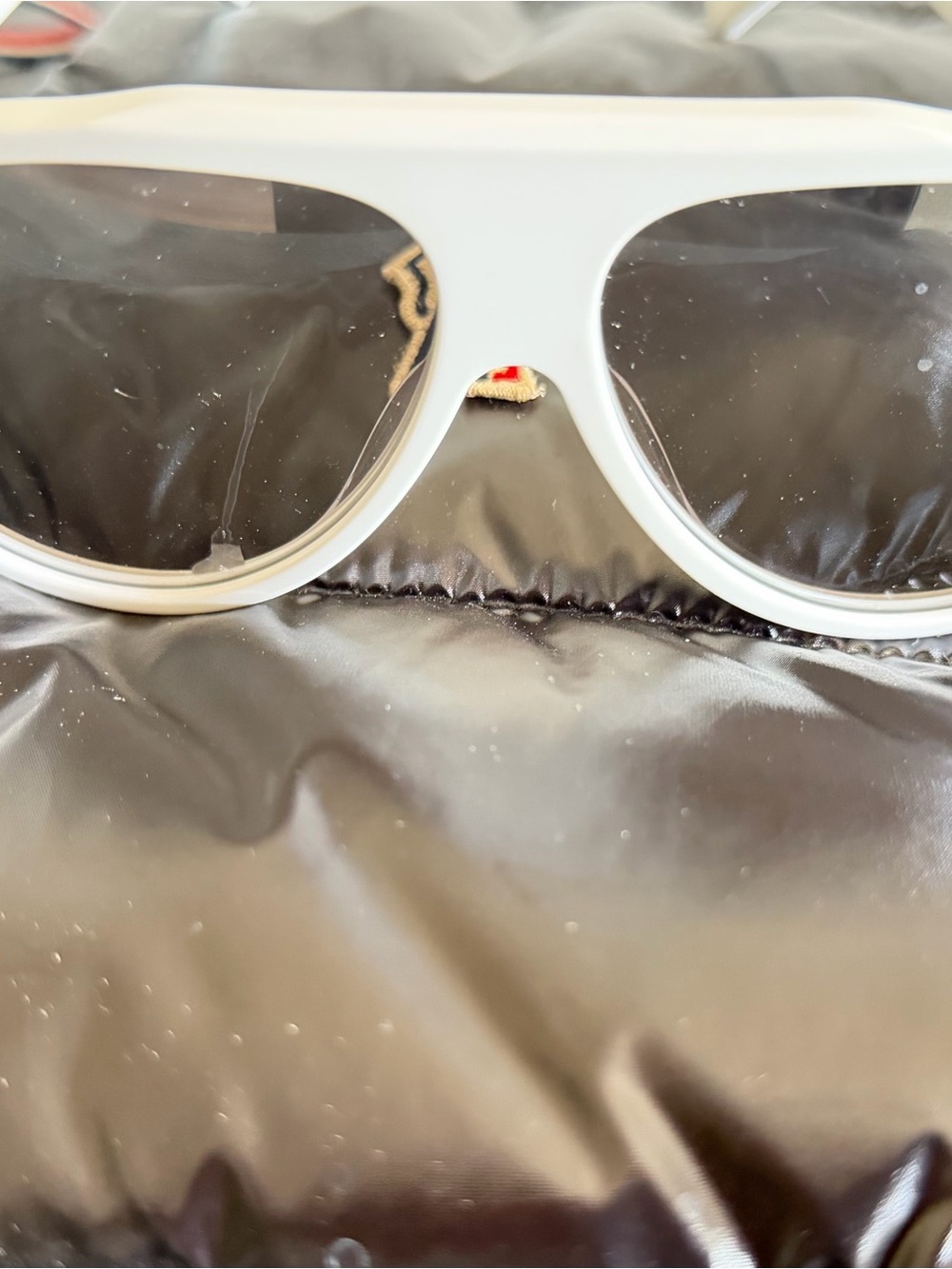 Moncler White Frame Black Lens Oversized Sunglasses